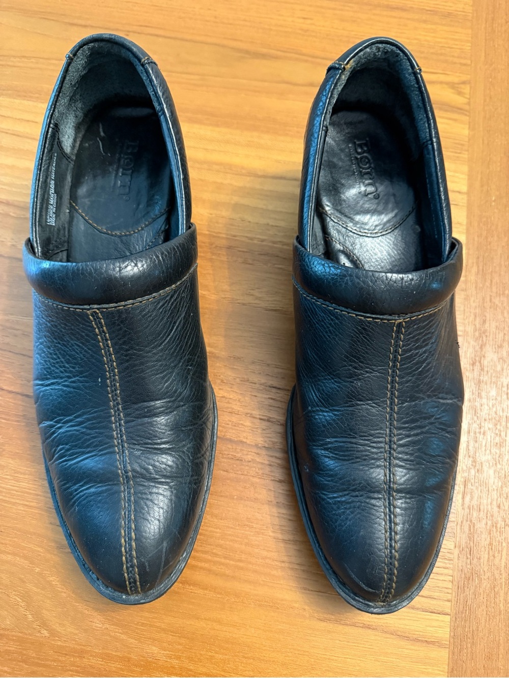 Born “Kinney” Black Leather Booties with Contrast Stitching